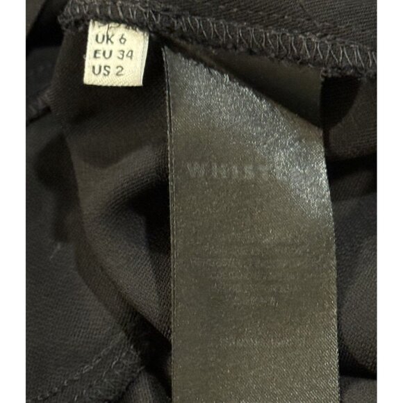 WHISTLES Frances Gathered Drawstring Short Sleeve Black Dress Womens Size 2 - Picture 8 of 13